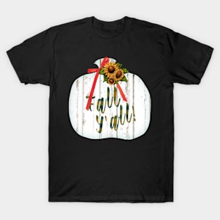 Fall Y'All! White Wood Pumpkin T-Shirt